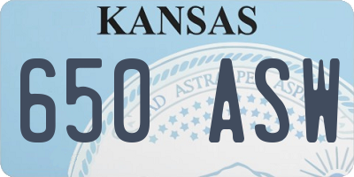KS license plate 650ASW