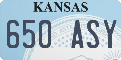 KS license plate 650ASY