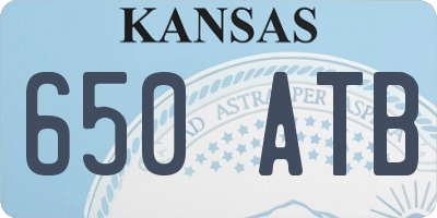 KS license plate 650ATB