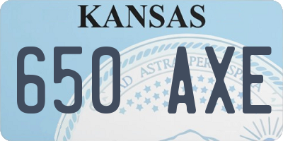 KS license plate 650AXE