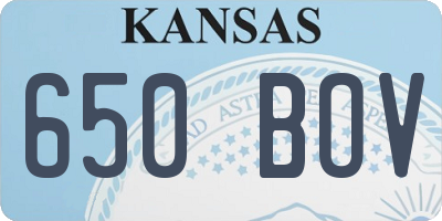 KS license plate 650BOV