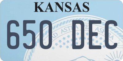 KS license plate 650DEC