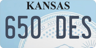 KS license plate 650DES