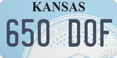 KS license plate 650DOF
