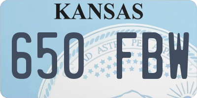 KS license plate 650FBW