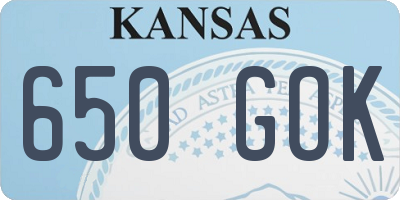 KS license plate 650GOK