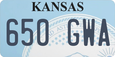 KS license plate 650GWA