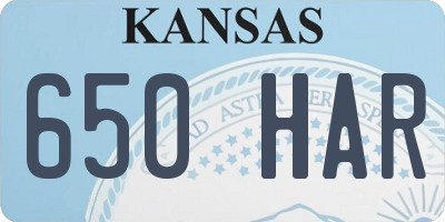 KS license plate 650HAR
