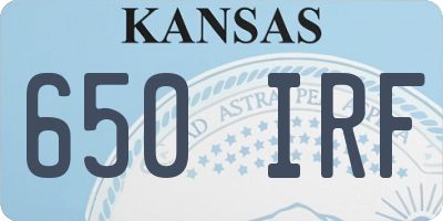 KS license plate 650IRF