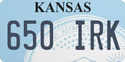 KS license plate 650IRK