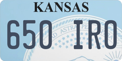 KS license plate 650IRO
