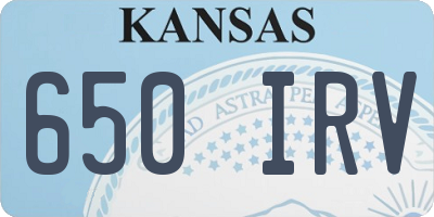 KS license plate 650IRV
