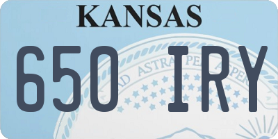 KS license plate 650IRY