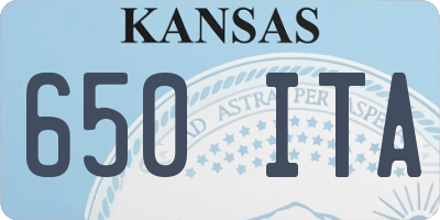 KS license plate 650ITA