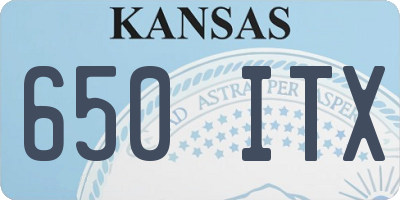 KS license plate 650ITX