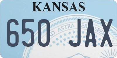 KS license plate 650JAX