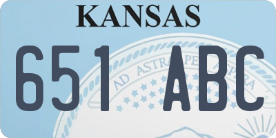 KS license plate 651ABC