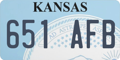 KS license plate 651AFB