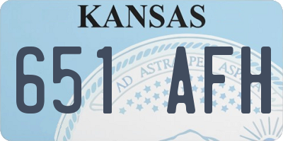 KS license plate 651AFH