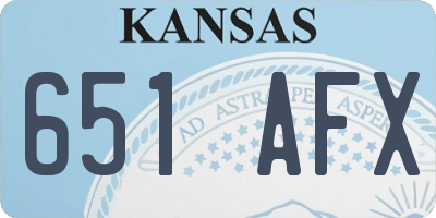 KS license plate 651AFX