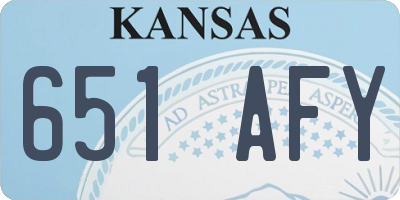 KS license plate 651AFY