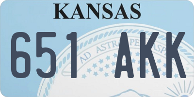 KS license plate 651AKK