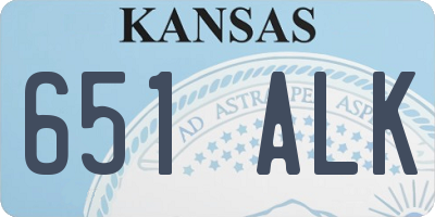 KS license plate 651ALK