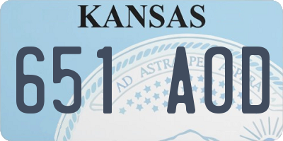KS license plate 651AOD