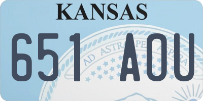 KS license plate 651AOU