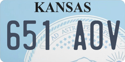 KS license plate 651AOV