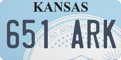 KS license plate 651ARK