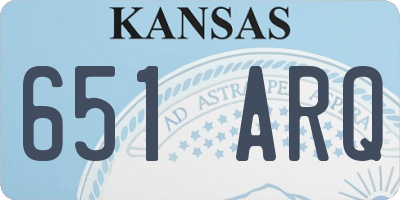 KS license plate 651ARQ