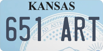 KS license plate 651ART