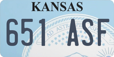 KS license plate 651ASF