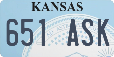 KS license plate 651ASK