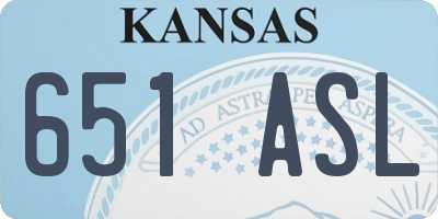 KS license plate 651ASL