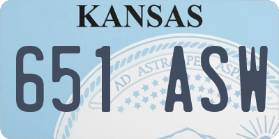 KS license plate 651ASW
