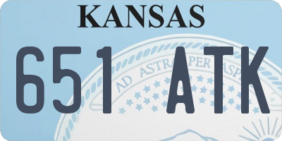 KS license plate 651ATK