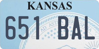 KS license plate 651BAL