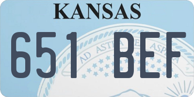 KS license plate 651BEF