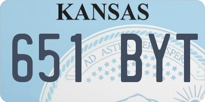 KS license plate 651BYT