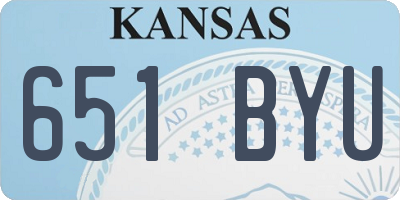 KS license plate 651BYU