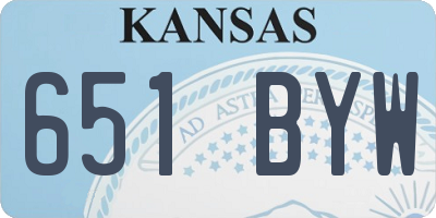 KS license plate 651BYW