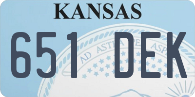 KS license plate 651DEK