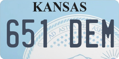 KS license plate 651DEM