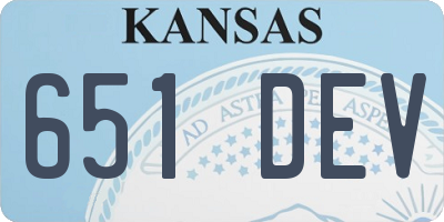 KS license plate 651DEV