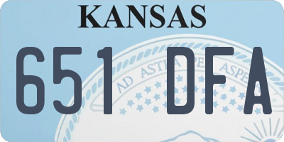 KS license plate 651DFA