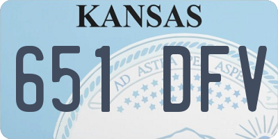 KS license plate 651DFV