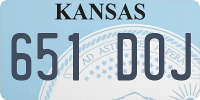 KS license plate 651DOJ