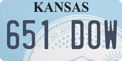 KS license plate 651DOW